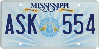 MS license plate ASK554