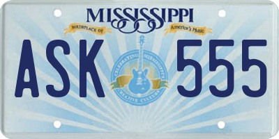 MS license plate ASK555