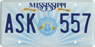 MS license plate ASK557