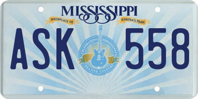 MS license plate ASK558