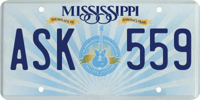 MS license plate ASK559