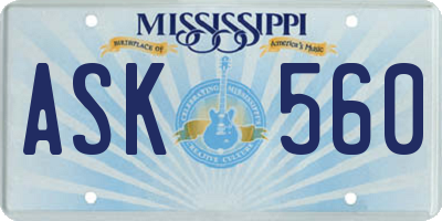 MS license plate ASK560