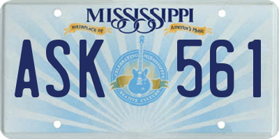 MS license plate ASK561