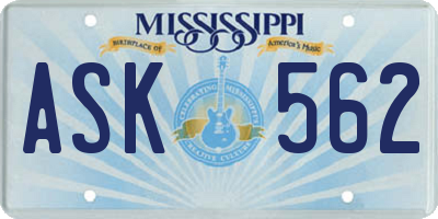 MS license plate ASK562