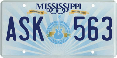 MS license plate ASK563