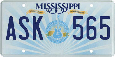 MS license plate ASK565