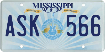 MS license plate ASK566