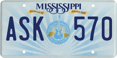 MS license plate ASK570