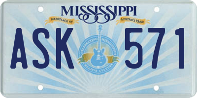 MS license plate ASK571