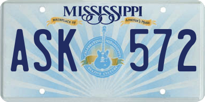 MS license plate ASK572