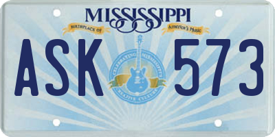 MS license plate ASK573