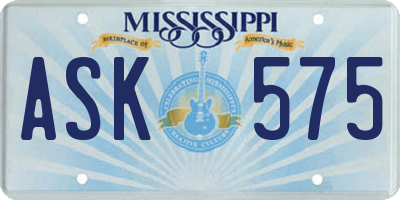 MS license plate ASK575