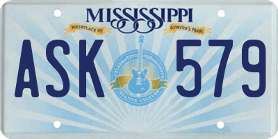 MS license plate ASK579