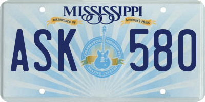 MS license plate ASK580