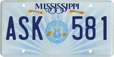 MS license plate ASK581