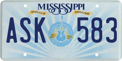 MS license plate ASK583