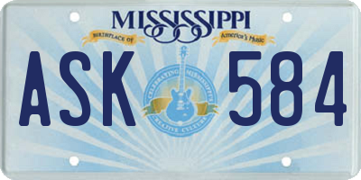 MS license plate ASK584