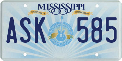 MS license plate ASK585