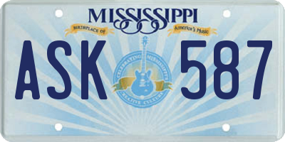 MS license plate ASK587