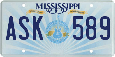 MS license plate ASK589