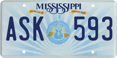 MS license plate ASK593