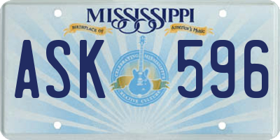 MS license plate ASK596