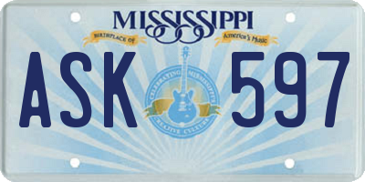 MS license plate ASK597