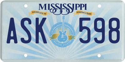 MS license plate ASK598