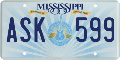 MS license plate ASK599