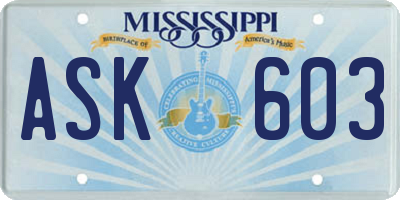 MS license plate ASK603