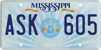 MS license plate ASK605
