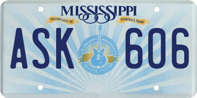 MS license plate ASK606