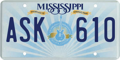 MS license plate ASK610