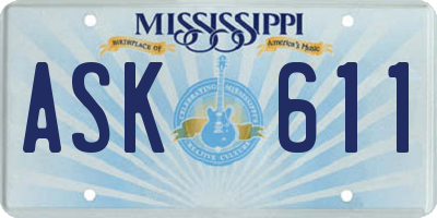 MS license plate ASK611