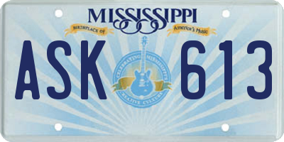 MS license plate ASK613