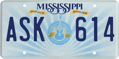 MS license plate ASK614
