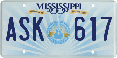 MS license plate ASK617