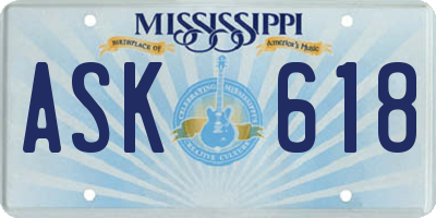 MS license plate ASK618