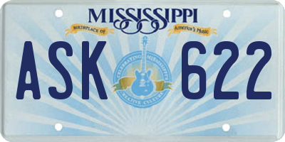 MS license plate ASK622