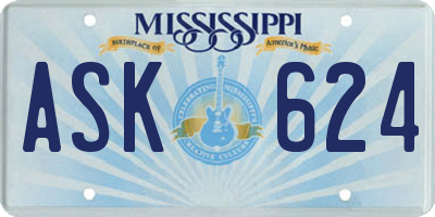 MS license plate ASK624