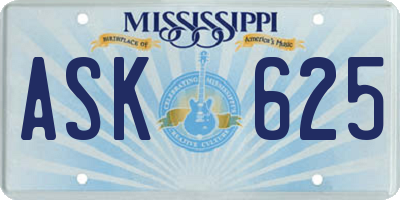 MS license plate ASK625