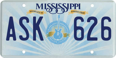 MS license plate ASK626