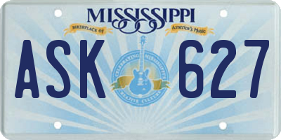 MS license plate ASK627