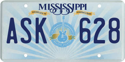 MS license plate ASK628