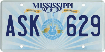 MS license plate ASK629