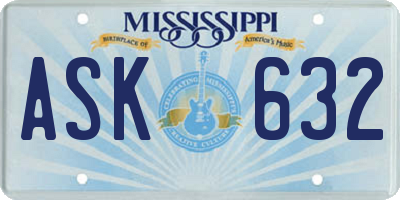 MS license plate ASK632