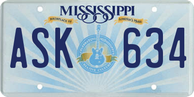 MS license plate ASK634