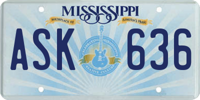 MS license plate ASK636