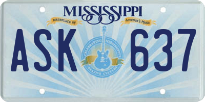 MS license plate ASK637
