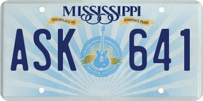 MS license plate ASK641